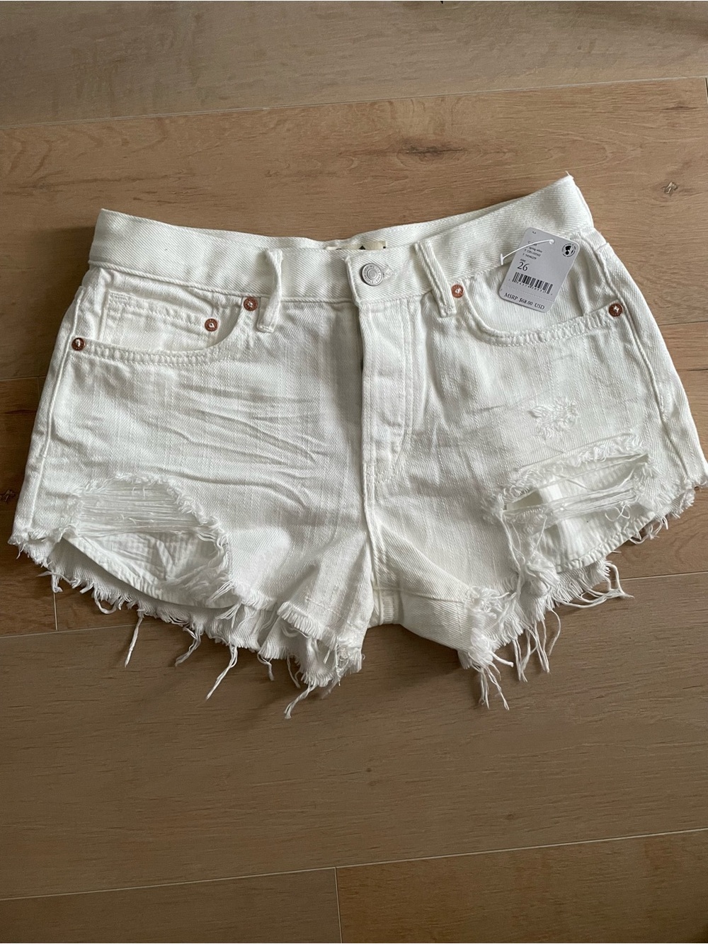 NWT WE THE FREE White Distressed Denim Jean Shorts